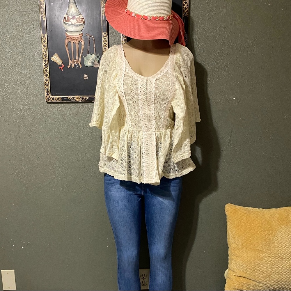 Nude crochet top